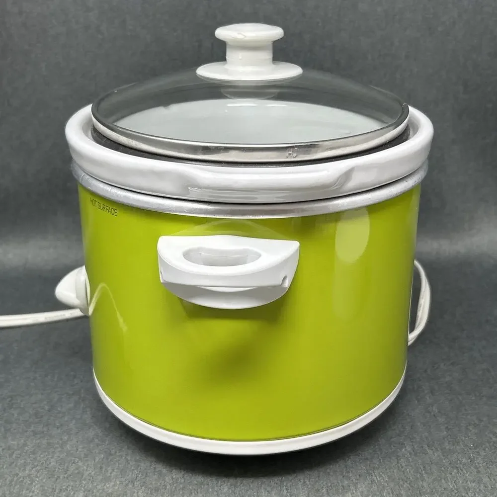 Vintage Proctor Silex Oval Slow Cooker Green Small Crock Pot Model 33113Y 1.5 Qt